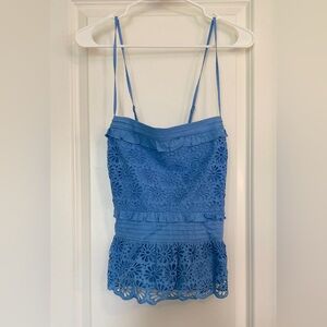 J. Crew Blue Peplum Lace Cami